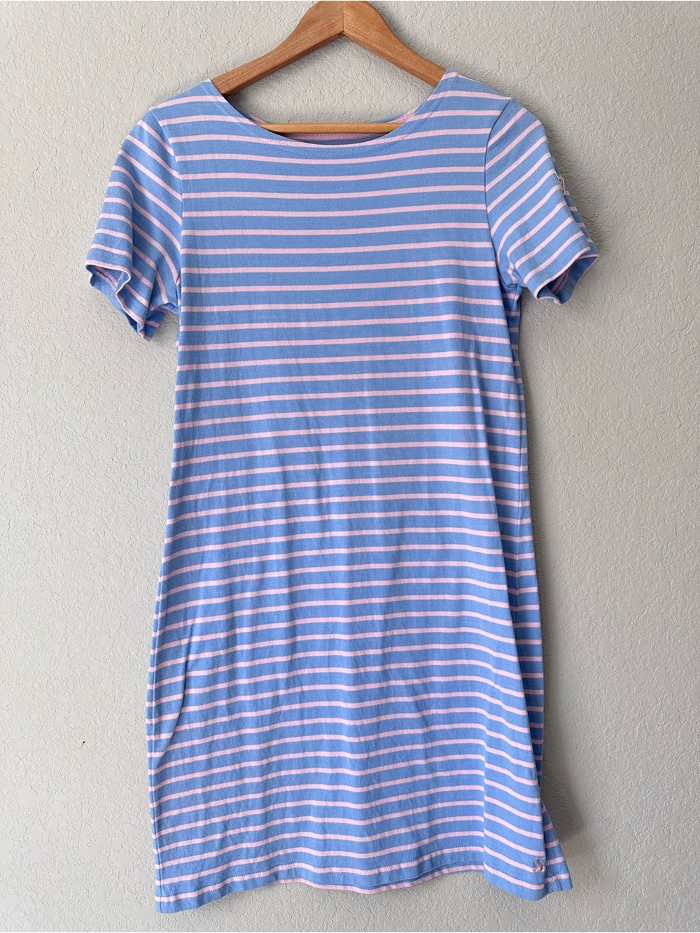 Joules Blue and Pink Striped Short-Sleeve Knit Dress